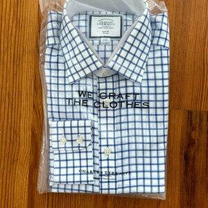 Non-Iron Twill Grid Check Shirt—Cobalt Blue (16/33)